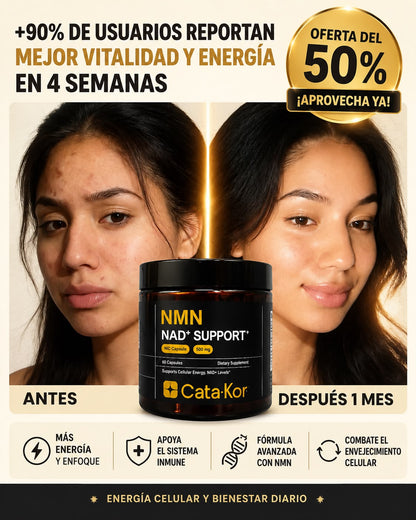 Suplemento NMN - Energía celular, vitalidad y apoyo al envejecimiento saludable.