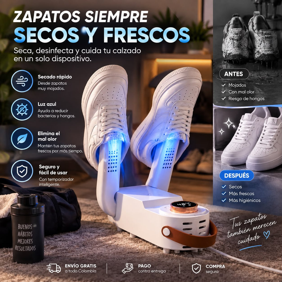 Secador Desinfectante de Zapatos|¡Di Hasta Nunca a los Zapatos Mojados, Húmedos o Con Mal Olor!
