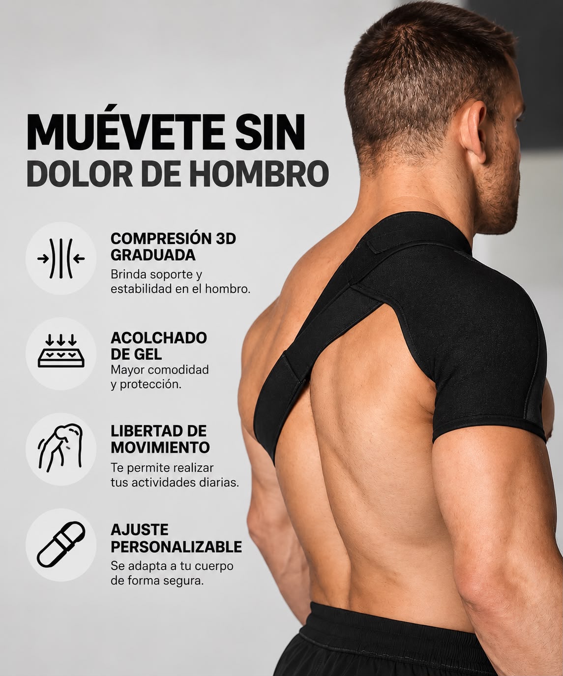 Soporte de compresión para hombro| Supera las lesiones y encuentra alivio para el dolor de hombro.